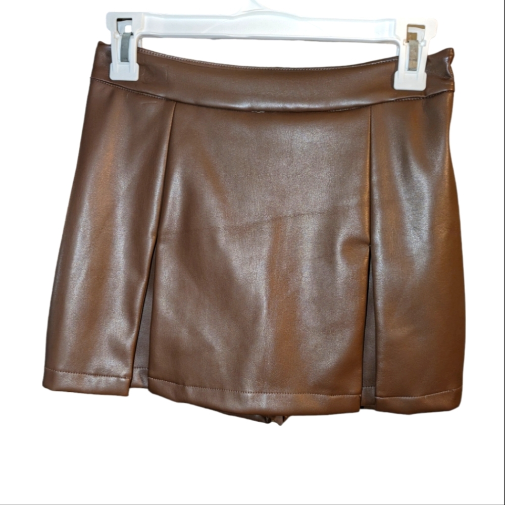 Faux Leather Skort